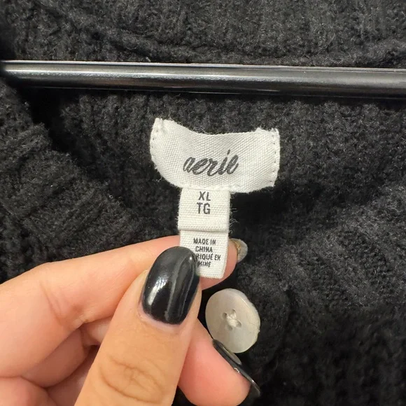 Aerie Black Knit Button-Up Cardigan - Picture 3 of 3